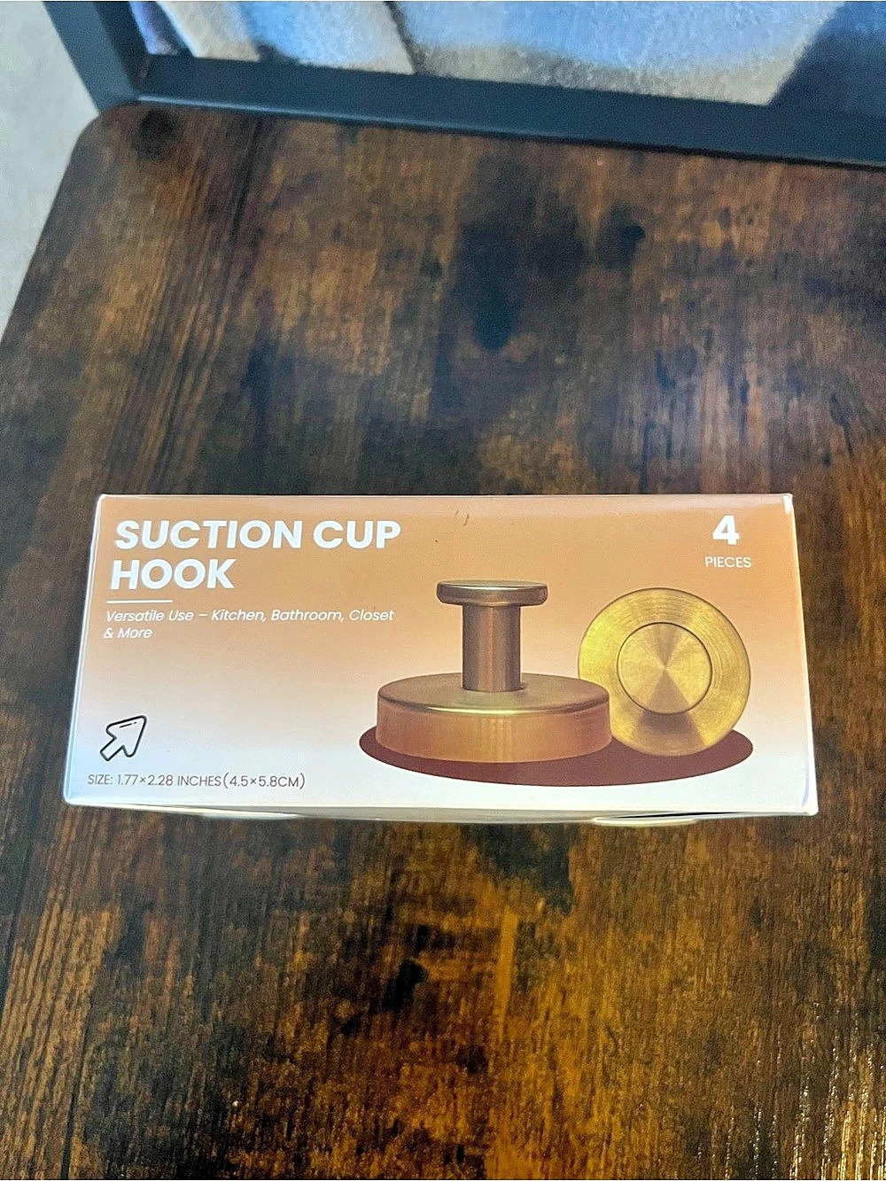 Xikelooy Suction Cup Hook 4-Piece Gold Suction Cup Hooks NWT